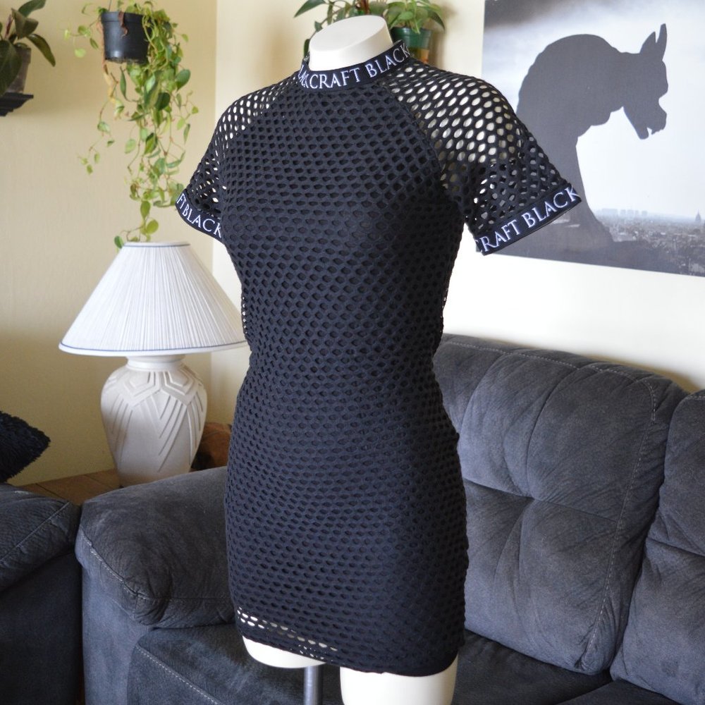 Black Craft Cult Body Con Knit Fish Net Mini Dress Sexy